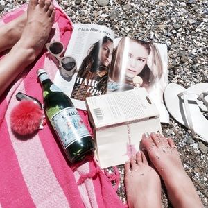 Pink puffball keychain